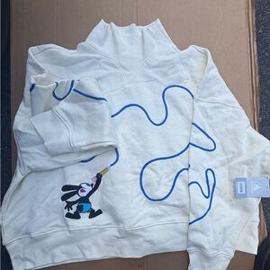 Disney Cream and Blue Cowl Neck Sweater with Playful Design